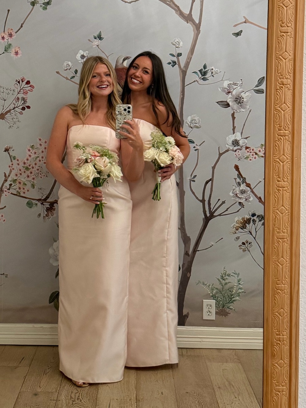 Strapless Satin Bridesmaid Dress in Blush Pink